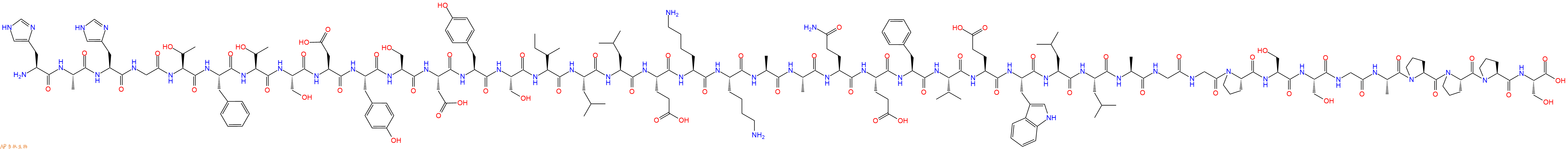专肽生物产品H2N-His-Ala-His-Gly-Thr-Phe-Thr-Ser-Asp-Tyr-Ser-Asp-Tyr-Ser-Ile-Leu-Leu-Glu-Lys-Lys-Ala-Ala-Gln-Glu-Phe-Val-Glu-Trp-Leu-Leu-Ala-Gly-Gly-Pro-Ser-Ser-Gly-Ala-Pro-Pro-Pro-Ser-COOH
