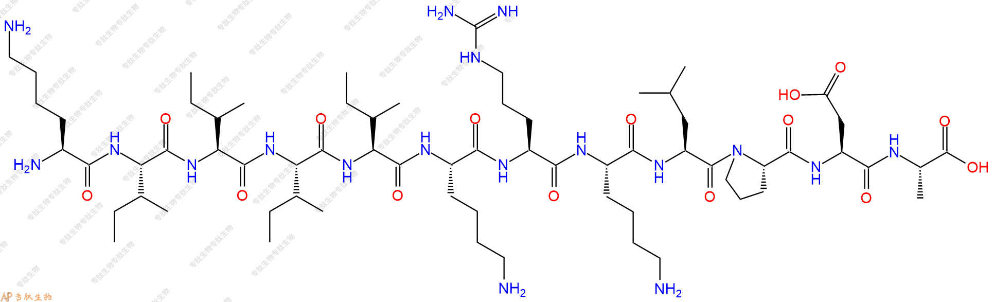 专肽生物产品H2N-Lys-Ile-Ile-Ile-Ile-Lys-Arg-Lys-Leu-Pro-Asp-Ala-COOH