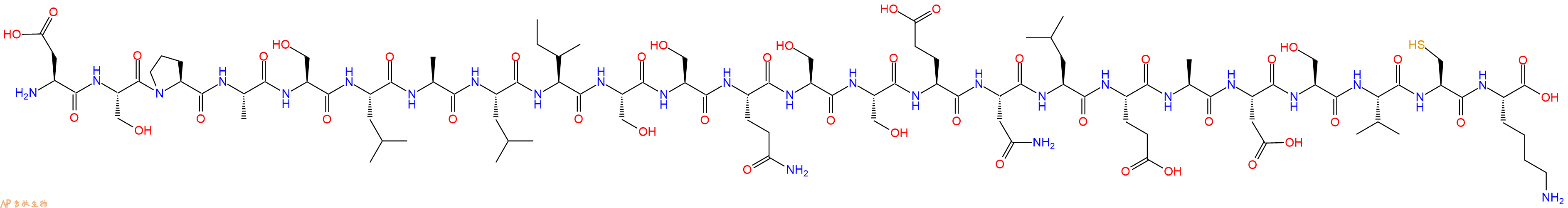 专肽生物产品H2N-Asp-Ser-Pro-Ala-Ser-Leu-Ala-Leu-Ile-Ser-Ser-Gln-Ser-Ser-Glu-Asn-Leu-Glu-Ala-Asp-Ser-Val-Cys-Lys-COOH