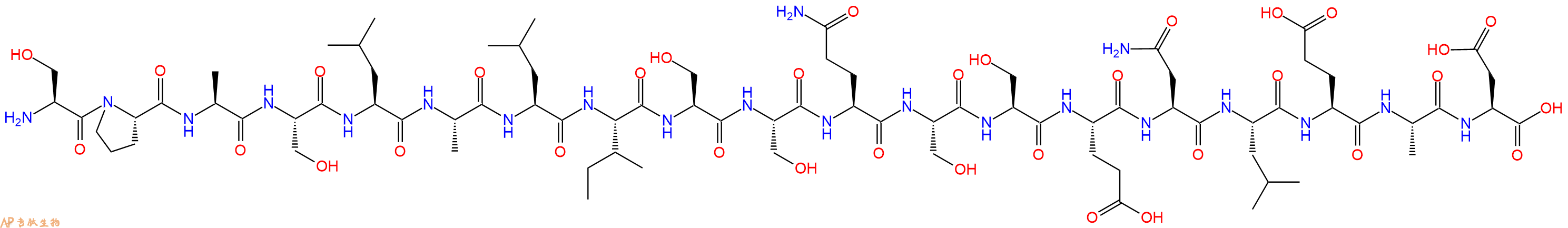 专肽生物产品H2N-Ser-Pro-Ala-Ser-Leu-Ala-Leu-Ile-Ser-Ser-Gln-Ser-Ser-Glu-Asn-Leu-Glu-Ala-Asp-COOH