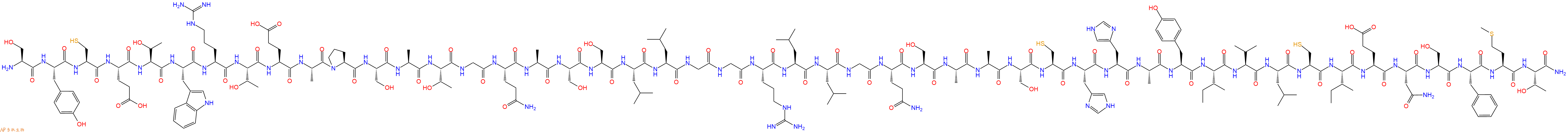 专肽生物产品H2N-Ser-Tyr-Cys-Glu-Thr-Trp-Arg-Thr-Glu-Ala-Pro-Ser-Ala-Thr-Gly-Gln-Ala-Ser-Ser-Leu-Leu-Gly-Gly-Arg-Leu-Leu-Gly-Gln-Ser-Ala-Ala-Ser-Cys-His-His-Ala-Tyr-Ile-Val-Leu-Cys-Ile-Glu-Asn-Ser-Phe-Met-Thr-NH2