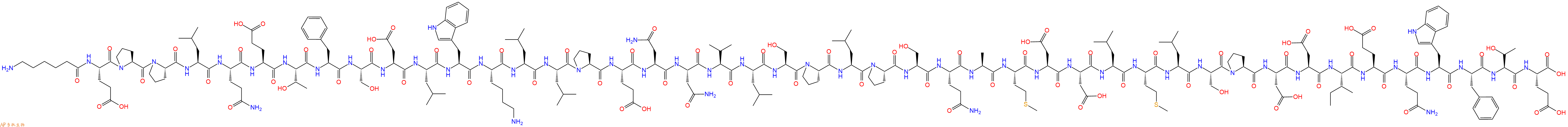 专肽生物产品H2N-Ahx-Glu-Pro-Pro-Leu-Gln-Glu-Thr-Phe-Ser-Asp-Leu-Trp-Lys-Leu-Leu-Pro-Glu-Asn-Asn-Val-Leu-Ser-Pro-Leu-Pro-Ser-Gln-Ala-Met-Asp-Asp-Leu-Met-Leu-Ser-Pro-Asp-Asp-Ile-Glu-Gln-Trp-Phe-Thr-Glu-COOH