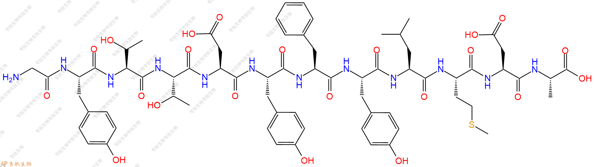 专肽生物产品H2N-Gly-Tyr-Thr-Thr-Asp-Tyr-Phe-Tyr-Leu-Met-Asp-Ala-COOH