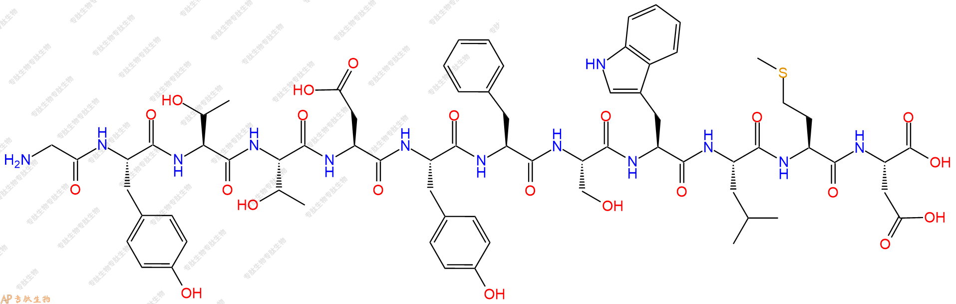 专肽生物产品H2N-Gly-Tyr-Thr-Thr-Asp-Tyr-Phe-Ser-Trp-Leu-Met-Asp-COOH