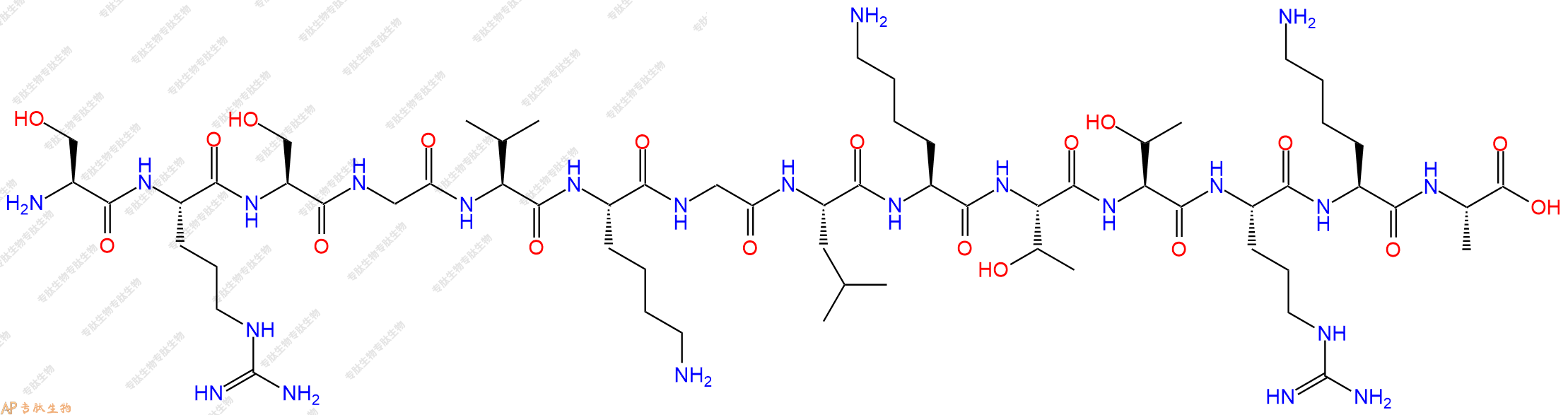 专肽生物产品H2N-Ser-Arg-Ser-Gly-Val-Lys-Gly-Leu-Lys-Thr-Thr-Arg-Lys-Ala-COOH
