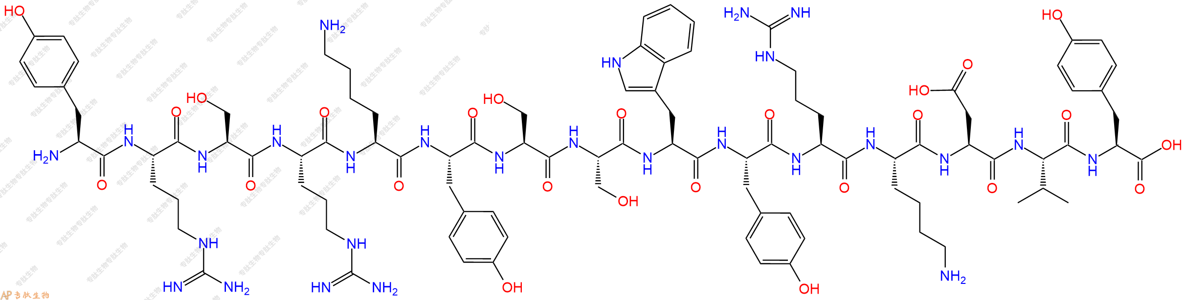 专肽生物产品H2N-Tyr-Arg-Ser-Arg-Lys-Tyr-Ser-Ser-Trp-Tyr-Arg-Lys-Asp-Val-Tyr-COOH