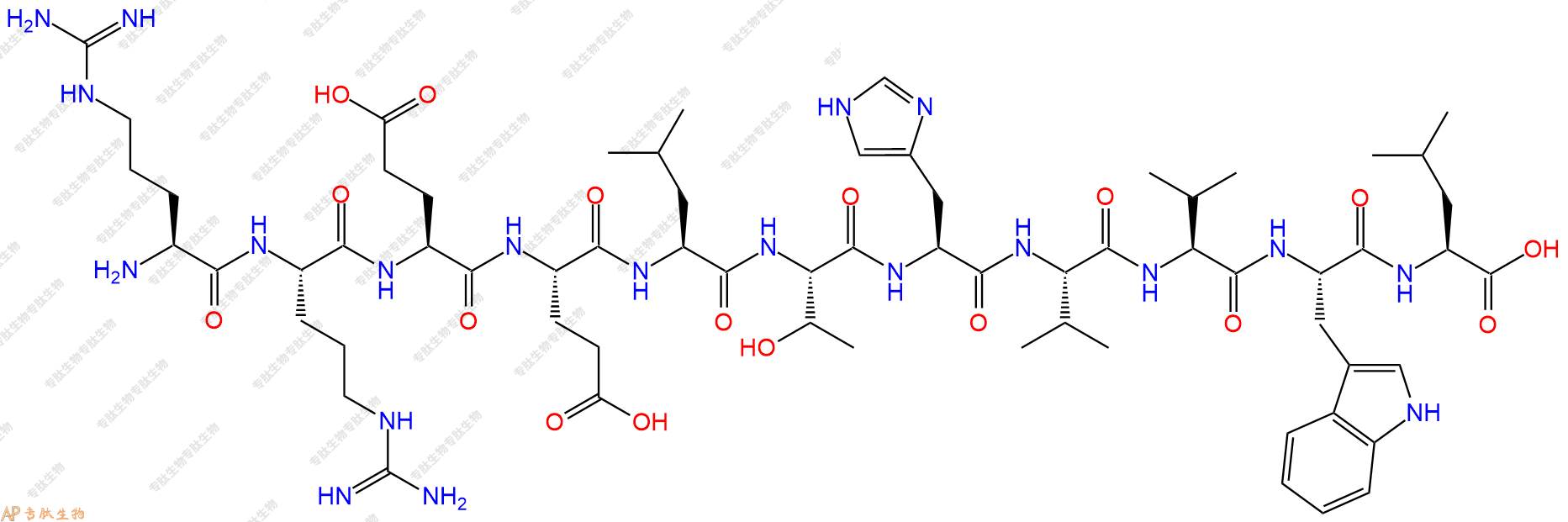 专肽生物产品H2N-Arg-Arg-Glu-Glu-Leu-Thr-His-Val-Val-Trp-Leu-COOH