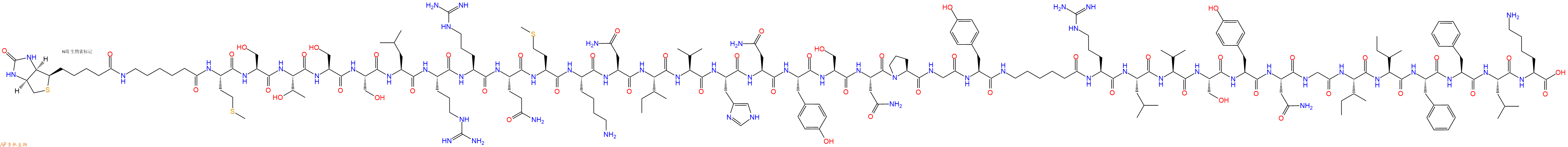 专肽生物产品Biotin-Ahx-Met-Ser-Thr-Ser-Ser-Leu-Arg-Arg-Gln-Met-Lys-Asn-Ile-Val-His-Asn-Tyr-Ser-Asn-Pro-Gly-Tyr-Ahx-Arg-Leu-Val-Ser-Tyr-Asn-Gly-Ile-Ile-Phe-Phe-Leu-Lys-COOH