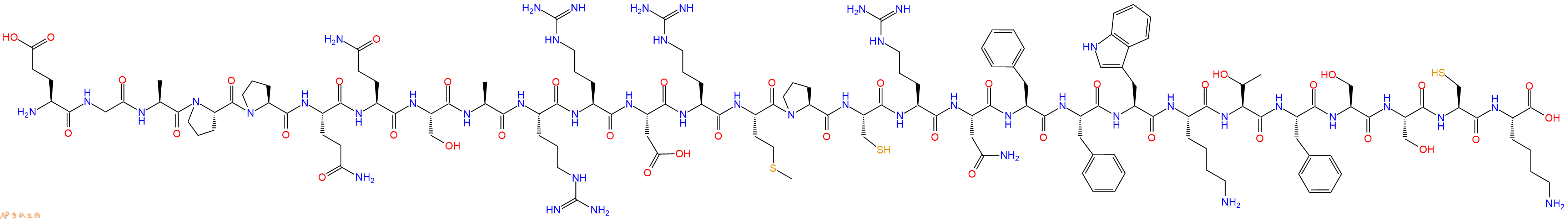 专肽生物产品H2N-Glu-Gly-Ala-Pro-Pro-Gln-Gln-Ser-Ala-Arg-Arg-Asp-Arg-Met-Pro-Cys-Arg-Asn-Phe-Phe-Trp-Lys-Thr-Phe-Ser-Ser-Cys-Lys-COOH