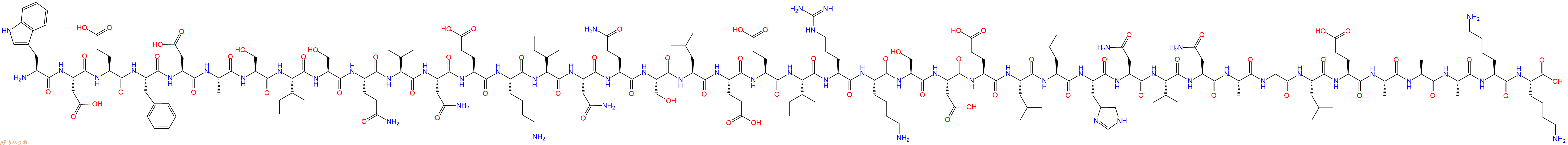 专肽生物产品H2N-Trp-Asp-Glu-Phe-Asp-Ala-Ser-Ile-Ser-Gln-Val-Asn-Glu-Lys-Ile-Asn-Gln-Ser-Leu-Glu-Glu-Ile-Arg-Lys-Ser-Asp-Glu-Leu-Leu-His-Asn-Val-Asn-Ala-Gly-Leu-Glu-Ala-Ala-Ala-Lys-Lys-COOH