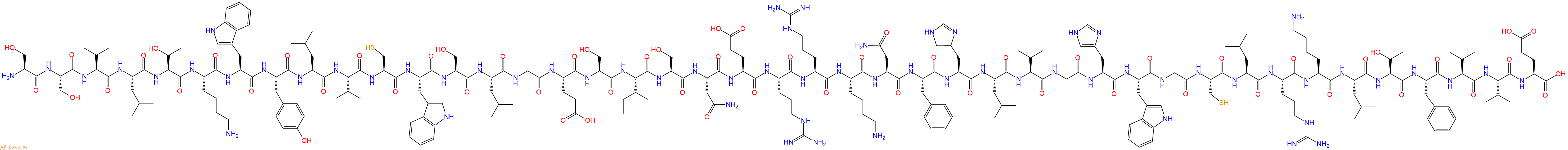 专肽生物产品H2N-Ser-Ser-Val-Leu-Thr-Lys-Trp-Tyr-Leu-Val-Cys-Trp-Ser-Leu-Gly-Glu-Ser-Ile-Ser-Asn-Glu-Arg-Arg-Lys-Asn-Phe-His-Leu-Val-Gly-His-Trp-Gly-Cys-Leu-Arg-Lys-Leu-Thr-Phe-Val-Val-Glu-COOH