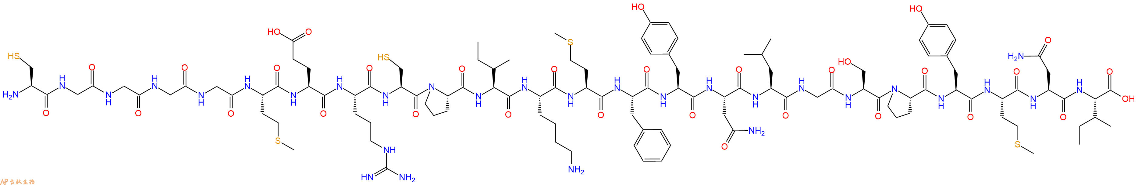 专肽生物产品H2N-Cys-Gly-Gly-Gly-Gly-Met-Glu-Arg-Cys-Pro-Ile-Lys-Met-Phe-Tyr-Asn-Leu-Gly-Ser-Pro-Tyr-Met-Asn-Ile-COOH