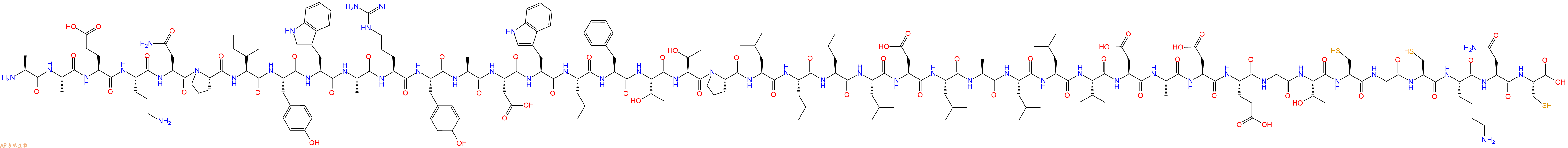 专肽生物产品H2N-Ala-Ala-Glu-Orn-Asn-Pro-Ile-Tyr-Trp-Ala-Arg-Tyr-Ala-Asp-Trp-Leu-Phe-Thr-Thr-Pro-Leu-Leu-Leu-Leu-Asp-Leu-Ala-Leu-Leu-Val-Asp-Ala-Asp-Glu-Gly-Thr-Cys-Gly-Cys-Lys-Asn-Cys-COOH