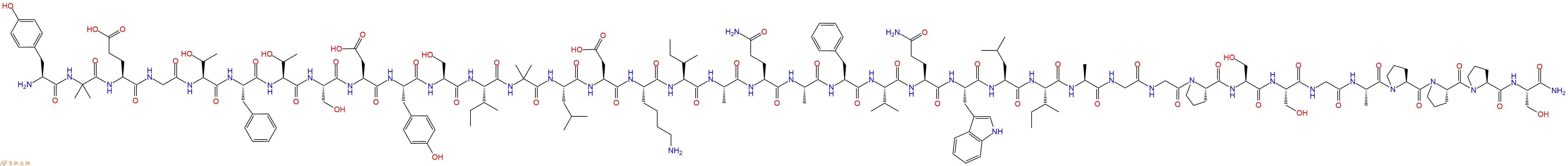 专肽生物产品H2N-Tyr-Aib-Glu-Gly-Thr-Phe-Thr-Ser-Asp-Tyr-Ser-Ile-Aib-Leu-Asp-Lys-Ile-Ala-Gln-Ala-Phe-Val-Gln-Trp-Leu-Ile-Ala-Gly-Gly-Pro-Ser-Ser-Gly-Ala-Pro-Pro-Pro-Ser-NH2