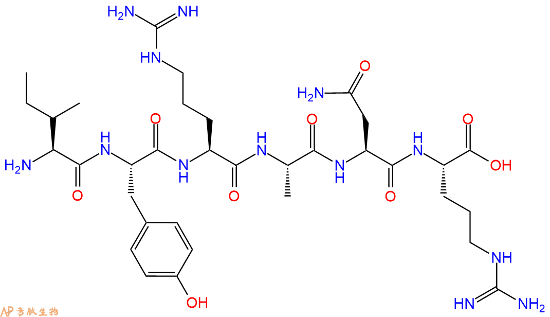 专肽生物产品H2N-Ile-Tyr-Arg-Ala-Asn-Arg-COOH