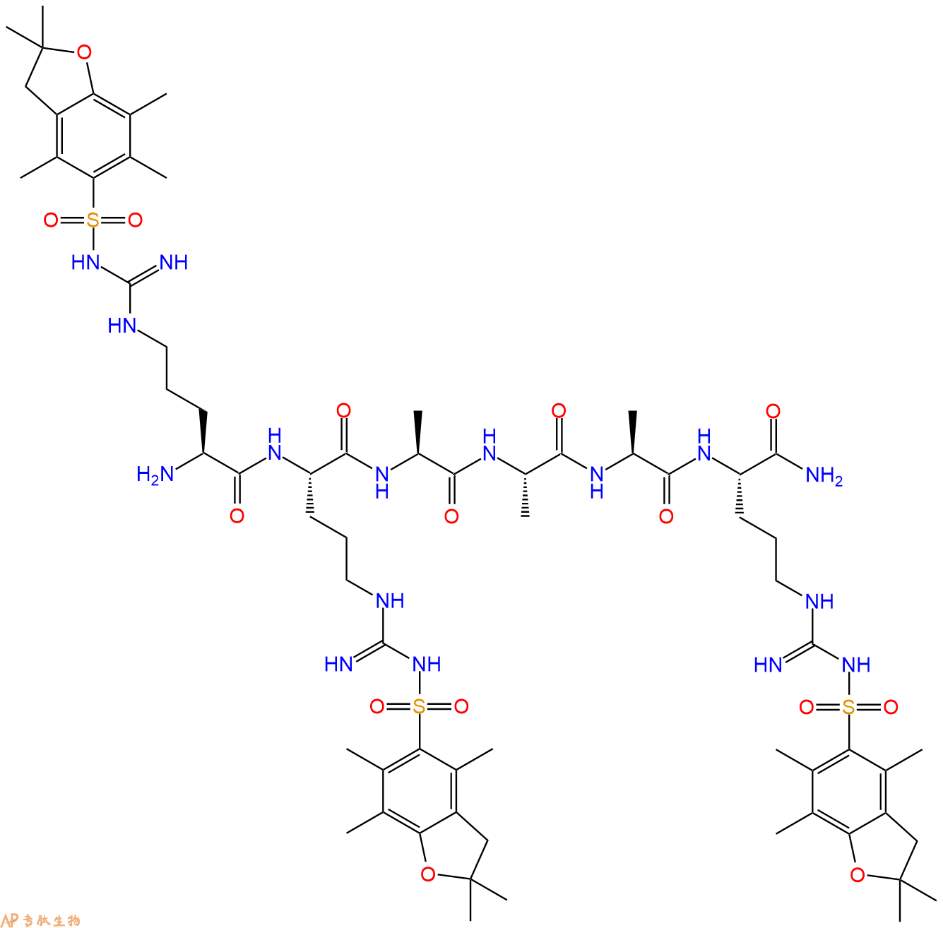 专肽生物产品H2N-Arg(Pbf)-Arg(Pbf)-Ala-Ala-Ala-Arg(Pbf)-NH2
