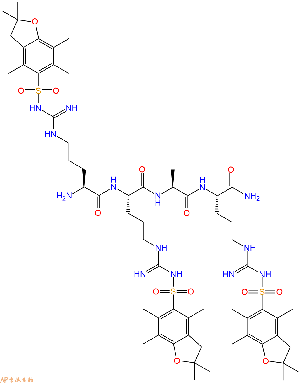 专肽生物产品H2N-Arg(Pbf)-Arg(Pbf)-Ala-Arg(Pbf)-NH2