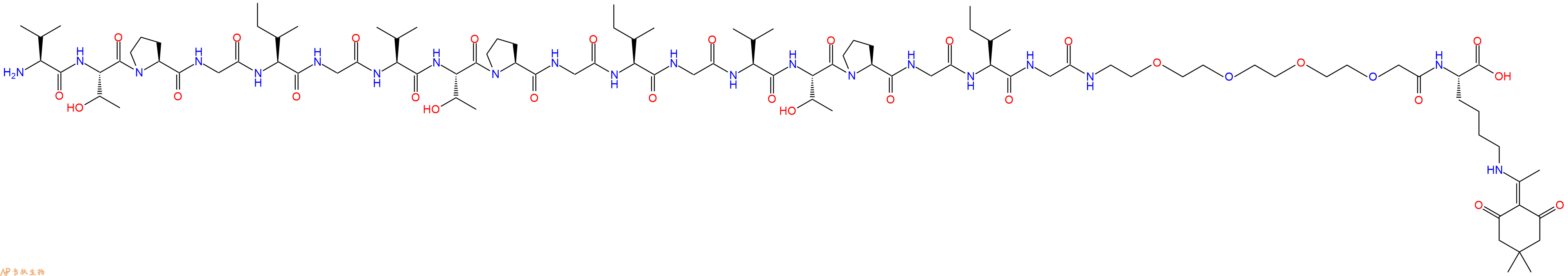 专肽生物产品Val-Thr-Pro-Gly-Ile-Gly-Val-Thr-Pro-Gly-Ile-Gly-Val-Thr-Pro-Gly-Ile-Gly-PEG4-Lys(Dde)