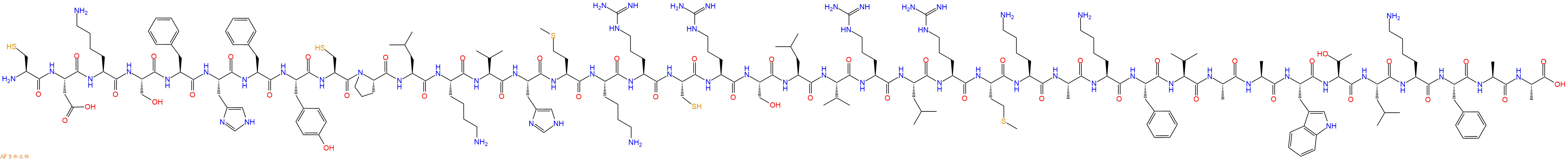 专肽生物产品H2N-Cys-Asp-Lys-Ser-Phe-His-Phe-Tyr-Cys-Pro-Leu-Lys-Val-His-Met-Lys-Arg-Cys-Arg-Ser-Leu-Val-Arg-Leu-Arg-Met-Lys-Ala-Lys-Phe-Val-Ala-Ala-Trp-Thr-Leu-Lys-Phe-Ala-Ala-COOH