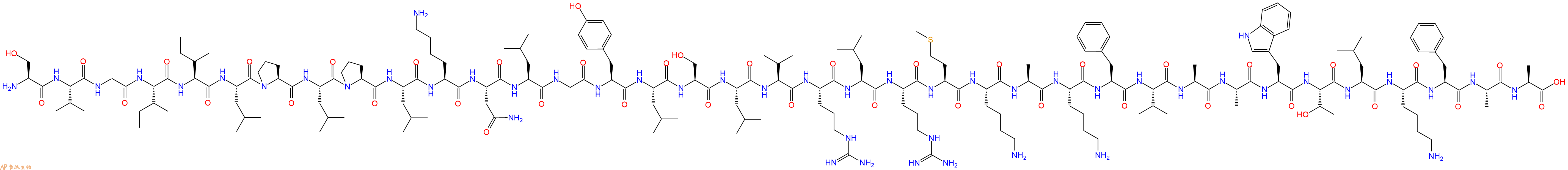 专肽生物产品H2N-Ser-Val-Gly-Ile-Ile-Leu-Pro-Leu-Pro-Leu-Lys-Asn-Leu-Gly-Tyr-Leu-Ser-Leu-Val-Arg-Leu-Arg-Met-Lys-Ala-Lys-Phe-Val-Ala-Ala-Trp-Thr-Leu-Lys-Phe-Ala-Ala-COOH