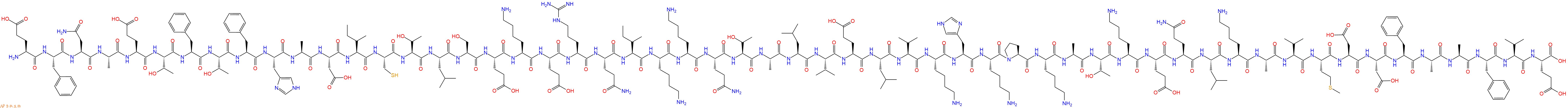 专肽生物产品H2N-Glu-Phe-Asn-Ala-Glu-Thr-Phe-Thr-Phe-His-Ala-Asp-Ile-Cys-Thr-Leu-Ser-Glu-Lys-Glu-Arg-Gln-Ile-Lys-Lys-Gln-Thr-Ala-Leu-Val-Glu-Leu-Val-Lys-His-Lys-Pro-Lys-Ala-Thr-Lys-Glu-Gln-Leu-Lys-Ala-Val-Met-Asp-Asp-Phe-Ala-Ala-Phe-Val-Glu-COOH