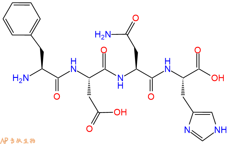 专肽生物产品H2N-Phe-Asp-Asn-His-COOH