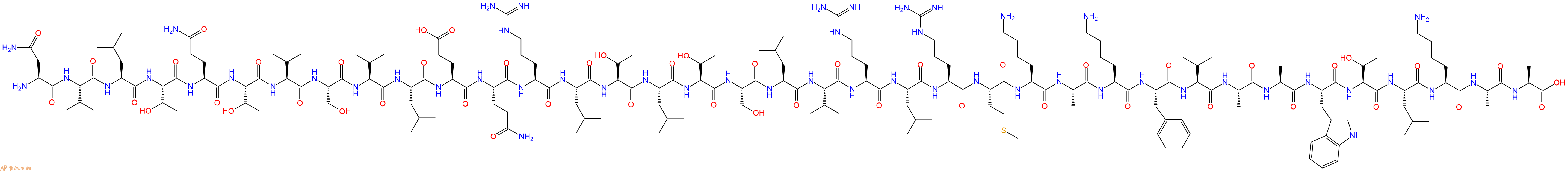 专肽生物产品H2N-Asn-Val-Leu-Thr-Gln-Thr-Val-Ser-Val-Leu-Glu-Gln-Arg-Leu-Thr-Leu-Thr-Ser-Leu-Val-Arg-Leu-Arg-Met-Lys-Ala-Lys-Phe-Val-Ala-Ala-Trp-Thr-Leu-Lys-Ala-Ala-COOH