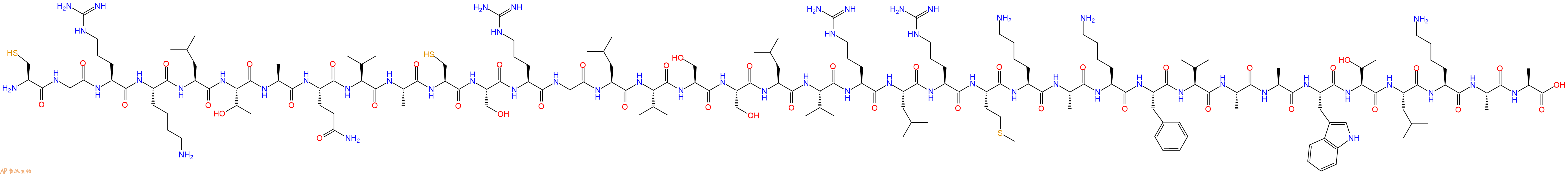 专肽生物产品H2N-Cys-Gly-Arg-Lys-Leu-Thr-Ala-Gln-Val-Ala-Cys-Ser-Arg-Gly-Leu-Val-Ser-Ser-Leu-Val-Arg-Leu-Arg-Met-Lys-Ala-Lys-Phe-Val-Ala-Ala-Trp-Thr-Leu-Lys-Ala-Ala-COOH