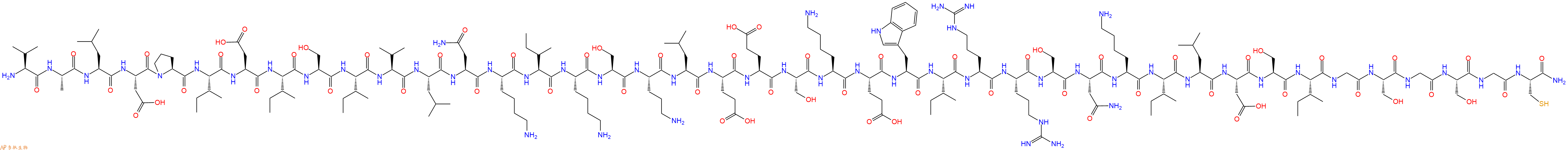 专肽生物产品H2N-Val-Ala-Leu-Asp-Pro-Ile-Asp-Ile-Ser-Ile-Val-Leu-Asn-Lys-Ile-Lys-Ser-Orn-Leu-Glu-Glu-Ser-Lys-Glu-Trp-Ile-Arg-Arg-Ser-Asn-Lys-Ile-Leu-Asp-Ser-Ile-Gly-Ser-Gly-Ser-Gly-Cys-NH2