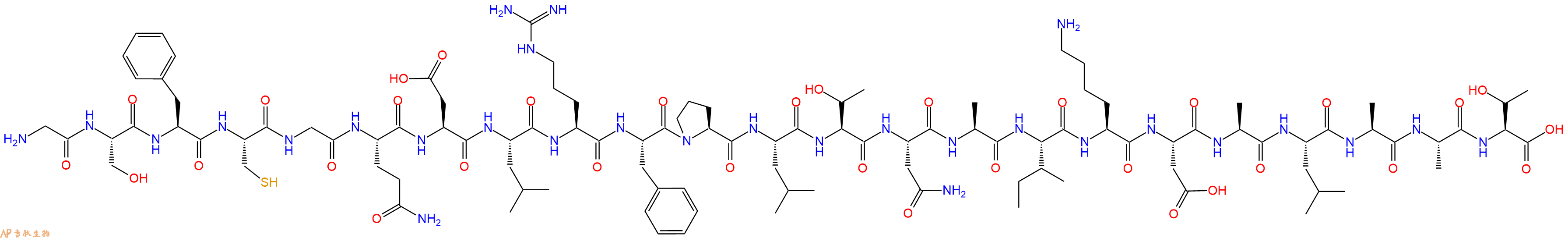专肽生物产品H2N-Gly-Ser-Phe-Cys-Gly-Gln-Asp-Leu-Arg-Phe-Pro-Leu-Thr-Asn-Ala-Ile-Lys-Asp-Ala-Leu-Ala-Ala-Thr-COOH
