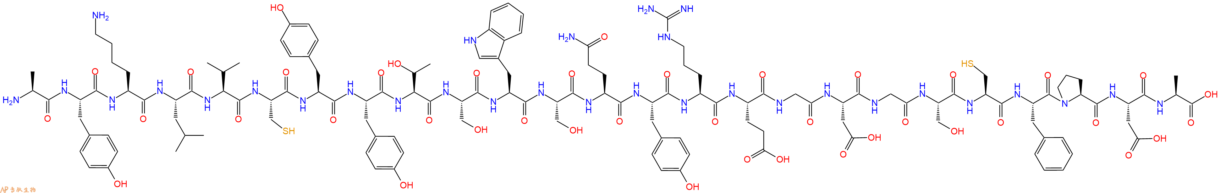 专肽生物产品H2N-Ala-Tyr-Lys-Leu-Val-Cys-Tyr-Tyr-Thr-Ser-Trp-Ser-Gln-Tyr-Arg-Glu-Gly-Asp-Gly-Ser-Cys-Phe-Pro-Asp-Ala-COOH