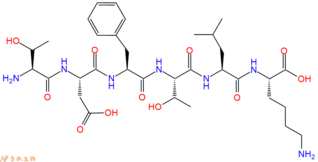 专肽生物产品H2N-Thr-Asp-Phe-Thr-Leu-Lys-COOH