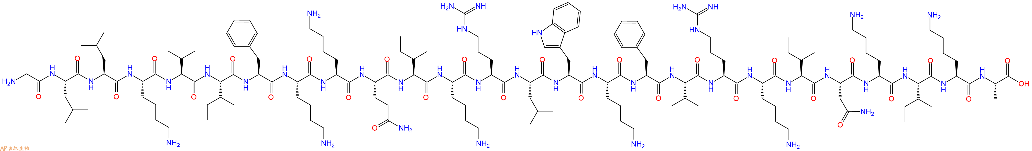 专肽生物产品H2N-Gly-Leu-Leu-Lys-Val-Ile-Phe-Lys-Lys-Gln-Ile-Lys-Arg-Leu-Trp-Lys-Phe-Val-Arg-Lys-Ile-Asn-Lys-Ile-Lys-Ala-COOH