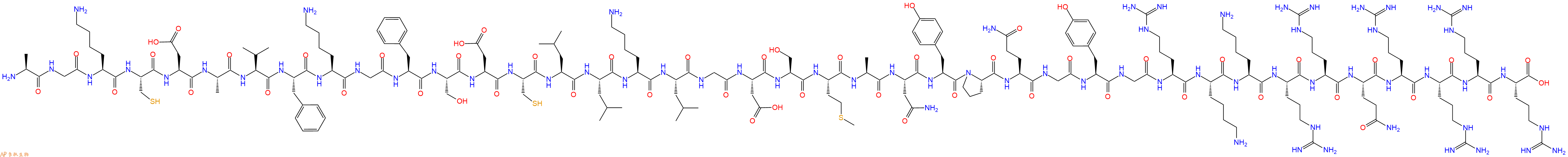 专肽生物产品H2N-Ala-Gly-Lys-Cys-Asp-Ala-Val-Phe-Lys-Gly-Phe-Ser-Asp-Cys-Leu-Leu-Lys-Leu-Gly-Asp-Ser-Met-Ala-Asn-Tyr-Pro-Gln-Gly-Tyr-Gly-Arg-Lys-Lys-Arg-Arg-Gln-Arg-Arg-Arg-Arg-COOH