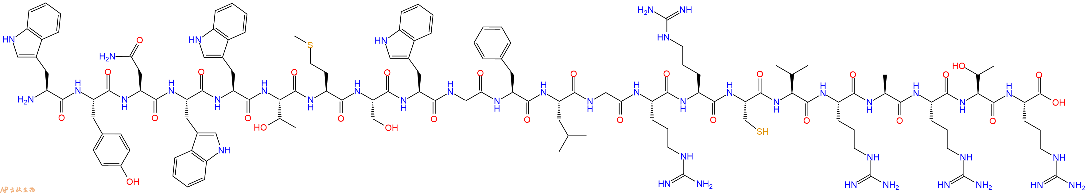 专肽生物产品H2N-Trp-Tyr-Asn-Trp-Trp-Thr-Met-Ser-Trp-Gly-Phe-Leu-Gly-Arg-Arg-Cys-Val-Arg-Ala-Arg-Thr-Arg-COOH