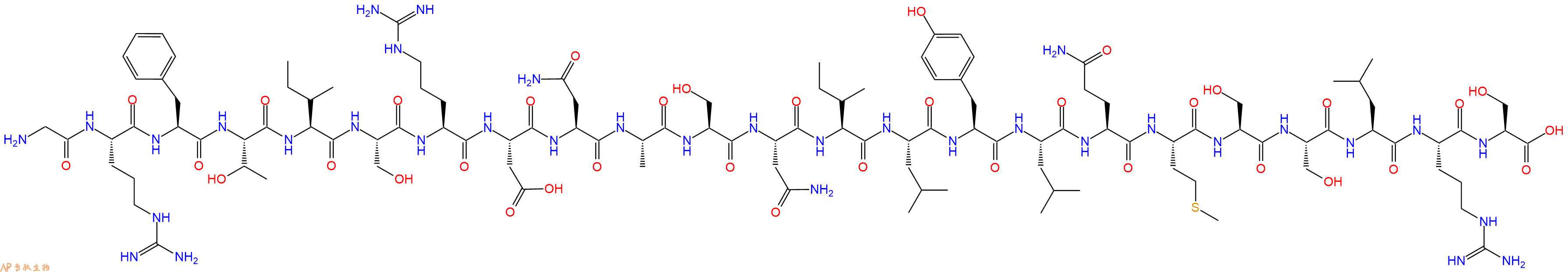 专肽生物产品H2N-Gly-Arg-Phe-Thr-Ile-Ser-Arg-Asp-Asn-Ala-Ser-Asn-Ile-Leu-Tyr-Leu-Gln-Met-Ser-Ser-Leu-Arg-Ser-COOH