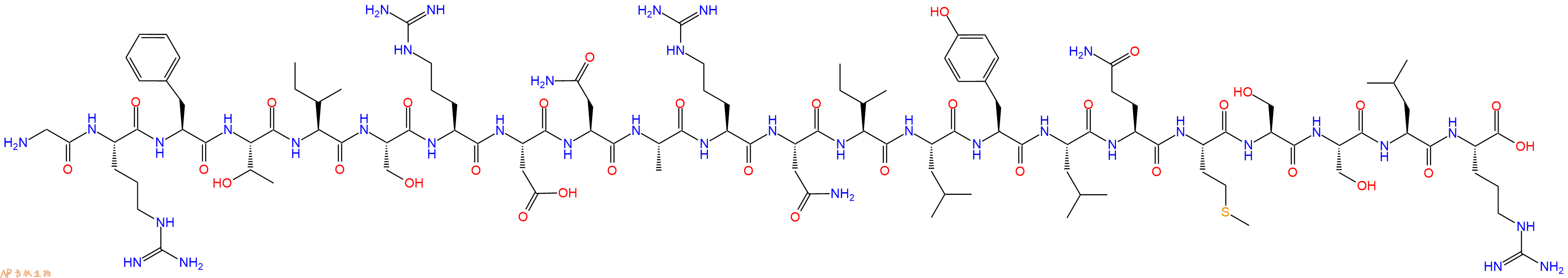 专肽生物产品H2N-Gly-Arg-Phe-Thr-Ile-Ser-Arg-Asp-Asn-Ala-Arg-Asn-Ile-Leu-Tyr-Leu-Gln-Met-Ser-Ser-Leu-Arg-COOH