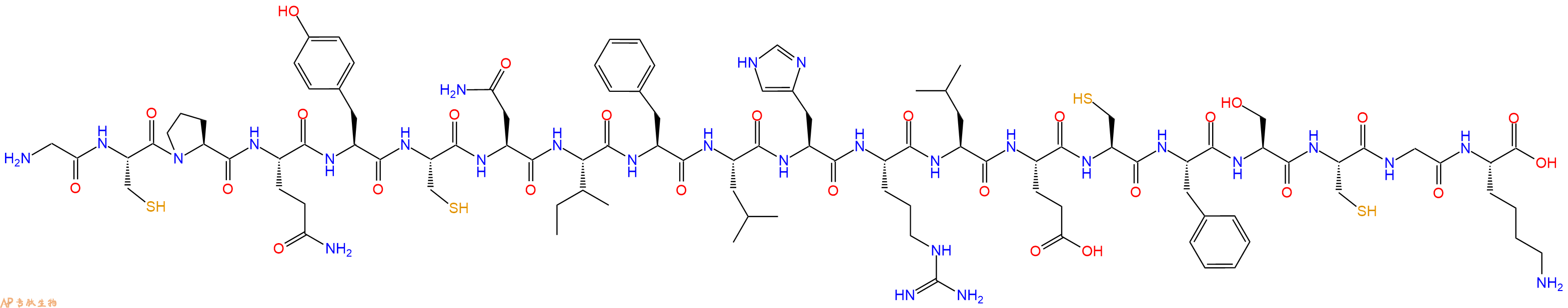 专肽生物产品H2N-Gly-Cys-Pro-Gln-Tyr-Cys-Asn-Ile-Phe-Leu-His-Arg-Leu-Glu-Cys-Phe-Ser-Cys-Gly-Lys-COOH
