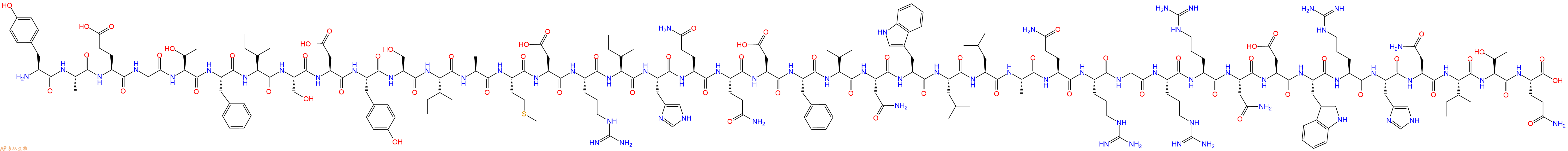 专肽生物产品H2N-Tyr-Ala-Glu-Gly-Thr-Phe-Ile-Ser-Asp-Tyr-Ser-Ile-Ala-Met-Asp-Arg-Ile-His-Gln-Gln-Asp-Phe-Val-Asn-Trp-Leu-Leu-Ala-Gln-Arg-Gly-Arg-Arg-Asn-Asp-Trp-Arg-His-Asn-Ile-Thr-Gln-COOH