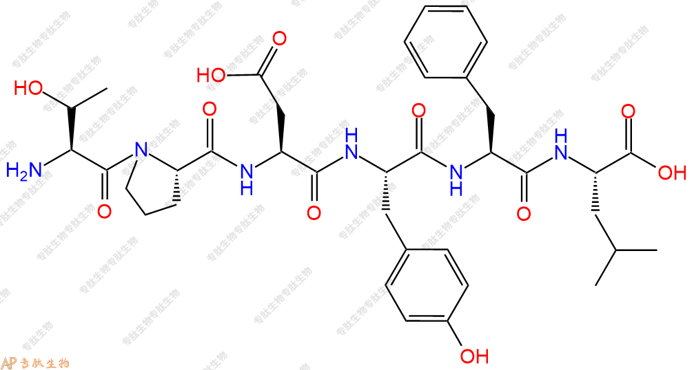 专肽生物产品H2N-Thr-Pro-Asp-Tyr-Phe-Leu-COOH