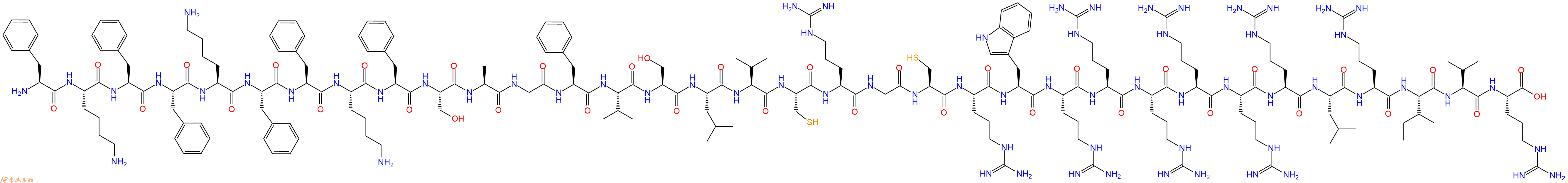 专肽生物产品H2N-Phe-Lys-Phe-Phe-Lys-Phe-Phe-Lys-Phe-Ser-Ala-Gly-Phe-Val-Ser-Leu-Val-Cys-Arg-Gly-Cys-Arg-Trp-Arg-Arg-Arg-Arg-Arg-Arg-Leu-Arg-Ile-Val-Arg-COOH