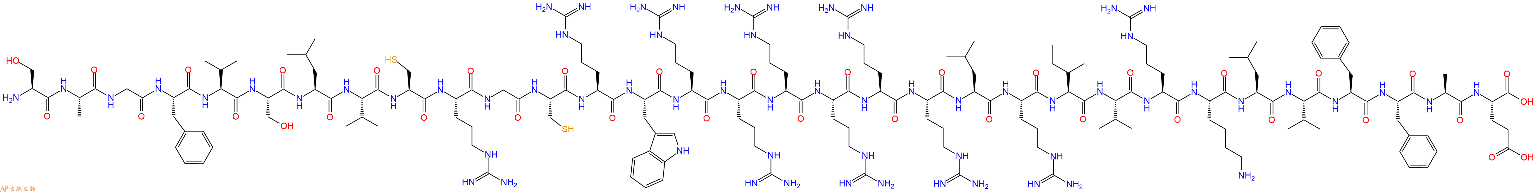 专肽生物产品H2N-Ser-Ala-Gly-Phe-Val-Ser-Leu-Val-Cys-Arg-Gly-Cys-Arg-Trp-Arg-Arg-Arg-Arg-Arg-Arg-Leu-Arg-Ile-Val-Arg-Lys-Leu-Val-Phe-Phe-Ala-Glu-COOH