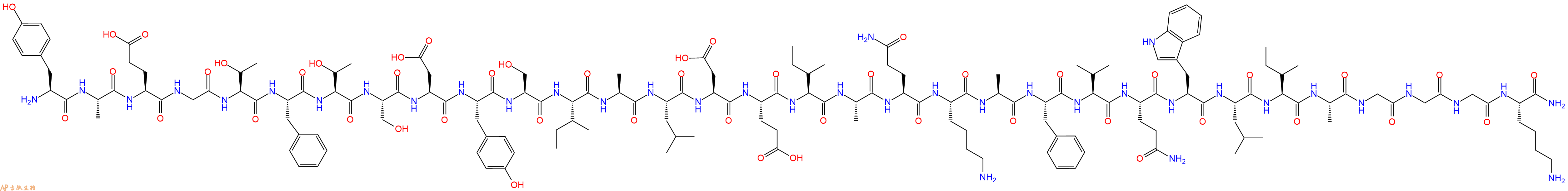 专肽生物产品H2N-Tyr-Ala-Glu-Gly-Thr-Phe-Thr-Ser-Asp-Tyr-Ser-Ile-Ala-Leu-Asp-Glu-Ile-Ala-Gln-Lys-Ala-Phe-Val-Gln-Trp-Leu-Ile-Ala-Gly-Gly-Gly-Lys-NH2