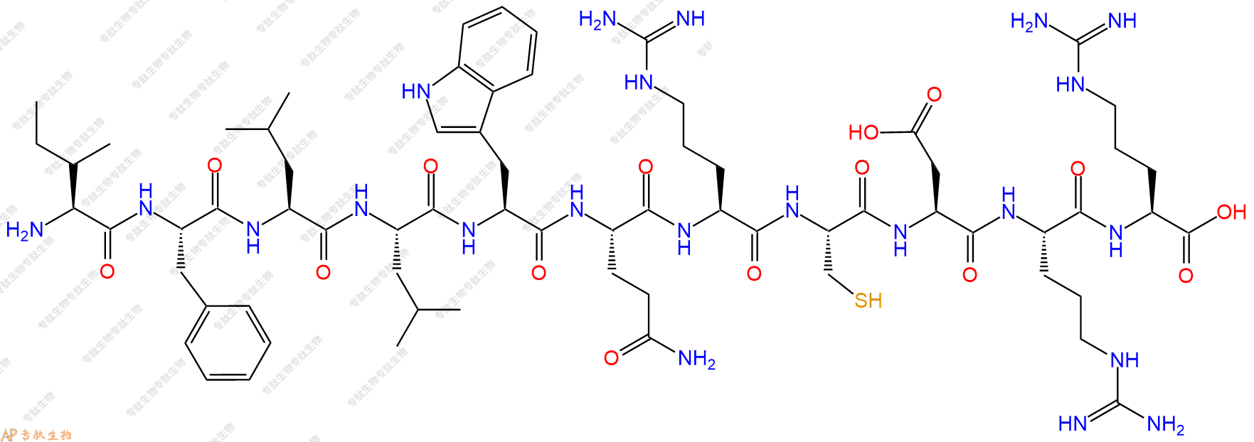 专肽生物产品H2N-Ile-Phe-Leu-Leu-Trp-Gln-Arg-Cys-Asp-Arg-Arg-COOH