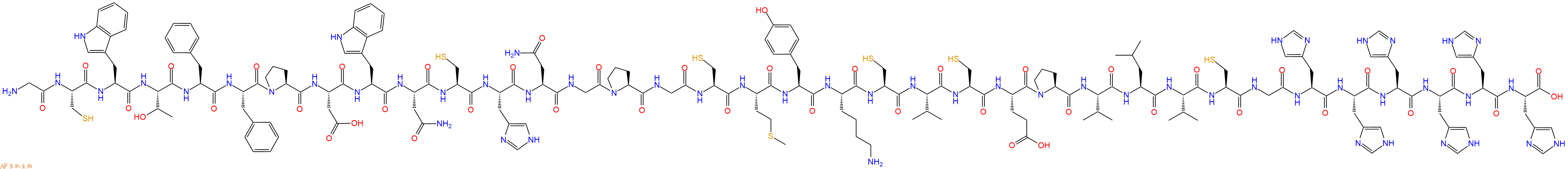 专肽生物产品H2N-Gly-Cys-Trp-Thr-Phe-Phe-Pro-Asp-Trp-Asn-Cys-His-Asn-Gly-Pro-Gly-Cys-Met-Tyr-Lys-Cys-Val-Cys-Glu-Pro-Val-Leu-Val-Cys-Gly-His-His-His-His-His-His-COOH