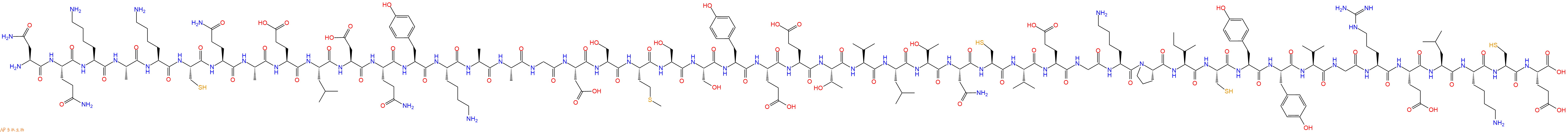 专肽生物产品H2N-Asn-Gln-Lys-Ala-Lys-Cys-Gln-Ala-Glu-Leu-Asp-Gln-Tyr-Lys-Ala-Ala-Gly-Asp-Ser-Met-Ser-Ser-Tyr-Glu-Glu-Thr-Val-Leu-Thr-Asn-Cys-Val-Glu-Gly-Lys-Pro-Ile-Cys-Tyr-Tyr-Val-Gly-Arg-Glu-Leu-Lys-Cys-Glu-COOH
