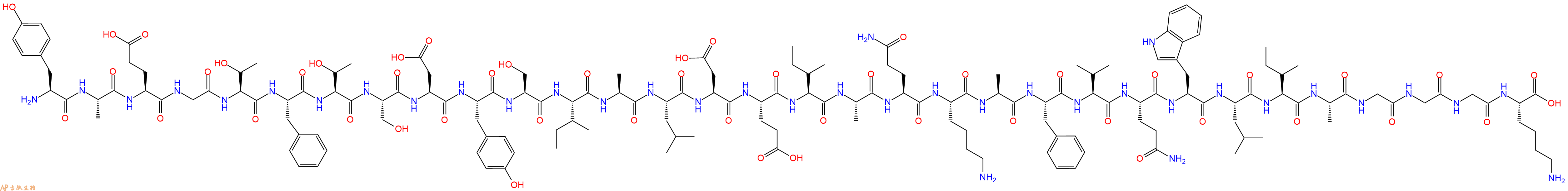 专肽生物产品H2N-Tyr-Ala-Glu-Gly-Thr-Phe-Thr-Ser-Asp-Tyr-Ser-Ile-Ala-Leu-Asp-Glu-Ile-Ala-Gln-Lys-Ala-Phe-Val-Gln-Trp-Leu-Ile-Ala-Gly-Gly-Gly-Lys-COOH