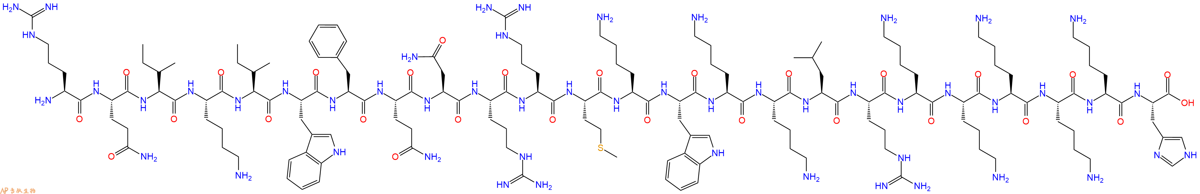 专肽生物产品H2N-Arg-Gln-Ile-Lys-Ile-Trp-Phe-Gln-Asn-Arg-Arg-Met-Lys-Trp-Lys-Lys-Leu-Arg-Lys-Lys-Lys-Lys-Lys-His-COOH
