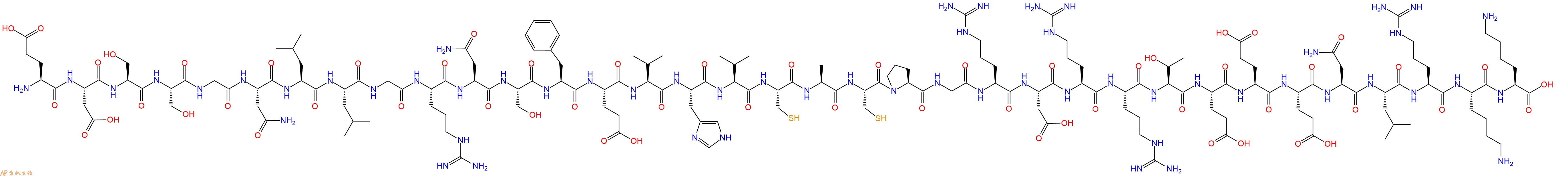 专肽生物产品H2N-Glu-Asp-Ser-Ser-Gly-Asn-Leu-Leu-Gly-Arg-Asn-Ser-Phe-Glu-Val-His-Val-Cys-Ala-Cys-Pro-Gly-Arg-Asp-Arg-Arg-Thr-Glu-Glu-Glu-Asn-Leu-Arg-Lys-Lys-COOH