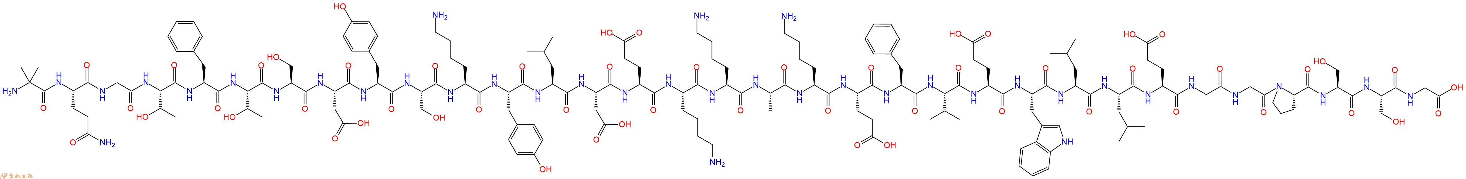 专肽生物产品H2N-Aib-Gln-Gly-Thr-Phe-Thr-Ser-Asp-Tyr-Ser-Lys-Tyr-Leu-Asp-Glu-Lys-Lys-Ala-Lys-Glu-Phe-Val-Glu-Trp-Leu-Leu-Glu-Gly-Gly-Pro-Ser-Ser-Gly-COOH